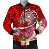 FUNSTUFFPRINT Bomber Jacket American Samoa Polynesian – Turtle Plumeria (Red) – BN18 Bomber Jacket 3D Bomber Jacket