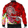 FUNSTUFFPRINT Bomber Jacket American Samoa Polynesian – Turtle Plumeria (Red) – BN18 Bomber Jacket 3D Bomber Jacket
