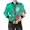 FUNSTUFFPRINT Bomber Jacket American Samoa Polynesian – Turtle Plumeria (Turquoise) – BN18 Bomber Jacket 3D Bomber Jacket