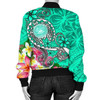 FUNSTUFFPRINT Bomber Jacket American Samoa Polynesian – Turtle Plumeria (Turquoise) – BN18 Bomber Jacket 3D Bomber Jacket