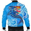 FUNSTUFFPRINT Bomber Jacket Fiji – Blue Shark Polynesian Tattoo 3D Bomber Jacket