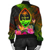 FUNSTUFFPRINT Bomber Jacket Guam Polynesian – Hibiscus and Banana Leaves 3D Bomber Jacket