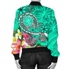 FUNSTUFFPRINT Bomber Jacket Hawaii – Turtle Plumeria Polynesian Tattoo Turquoise Color 3D Bomber Jacket