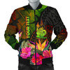 FUNSTUFFPRINT Bomber Jacket New Caledonia Polynesian Personalised Hibiscus and Banana Leaves 3D Bomber Jacket