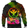 FUNSTUFFPRINT Bomber Jacket Polynesian Hawaii Kanaka Maoli Polynesian Personalised – Hibiscus and Banana Leaves 3D Bomber Jacket