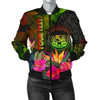 FUNSTUFFPRINT Bomber Jacket Polynesian Hawaii Polynesian Personalised – Hibiscus and Banana Leaves 3D Bomber Jacket