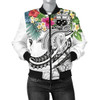 FUNSTUFFPRINT Bomber Jacket Polynesian Samoa – Summer Plumeria (White) 3D Bomber Jacket