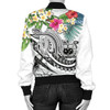 FUNSTUFFPRINT Bomber Jacket Polynesian Samoa – Summer Plumeria (White) 3D Bomber Jacket