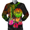FUNSTUFFPRINT Bomber Jacket Tahiti Polynesian Personalised – Hibiscus and Banana Leaves 3D Bomber Jacket
