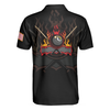 Flame 9 Ball Billiards Pool Polo Shirt, American Flag Billiards Shirt For Men, Gift For Pool Players