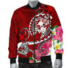 FUNSTUFFPRINT Bomber Jacket Tonga – Turtle Plumeria (Red) 3D Bomber Jacket