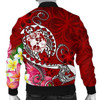 FUNSTUFFPRINT Bomber Jacket Tonga – Turtle Plumeria (Red) 3D Bomber Jacket