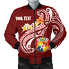 FUNSTUFFPRINT Bomber Jacket Tonga Personalised – Tonga Coat Of Arms With Polynesian Patterns 3D Bomber Jacket