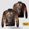 FUNSTUFFPRINT Personalized Name The Lion Christian Jesus Bomber Jacket For Men Women 3D Bomber Jacket