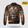 FUNSTUFFPRINT Personalized Name The Lion Christian Jesus Bomber Jacket For Men Women 3D Bomber Jacket