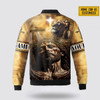 FUNSTUFFPRINT Personalized Name Christian Jesus Lion Bomber Jacket For Men Women 3D Bomber Jacket
