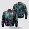 FUNSTUFFPRINT Way Maker Miracle Worker Jesus Lion Cross Bomber Jacket - Jesus Shirt for Men Women 3D Bomber Jacket