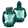 FUNSTUFFPRINT Purple Teddy Turquoise Color  3D Hoodie and Zip Hoodie