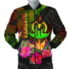 FUNSTUFFPRINT Bomber Jacket Vanuatu Polynesian – Hibiscus and Banana Leaves – Summer Hibiscus 3D Bomber Jacket