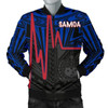 FUNSTUFFPRINT Bomber Jacketamoa – Samoa Seal With Polynesian Patterns In Heartbeat Style (Blue) 3D Bomber Jacket