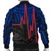 FUNSTUFFPRINT Bomber Jacketamoa – Samoa Seal With Polynesian Patterns In Heartbeat Style (Blue) 3D Bomber Jacket