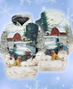 FUNSTUFFPRINT Christmas Farm Blue Truck With Red Barn And Retriever Dog  3D Hoodie and Zip Hoodie