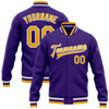 FUNSTUFFPRINT Custom Purple Gold-White Bomber Full-Snap Varsity Letterman Jacket 3D Baseball Jacket