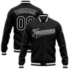 FUNSTUFFPRINT Custom Black Black-White Bomber Full-Snap Varsity Letterman Jacket 3D Baseball Jacket
