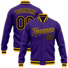FUNSTUFFPRINT Custom Purple Black-Gold Bomber Full-Snap Varsity Letterman Jacket 3D Baseball Jacket