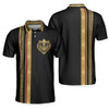 Men Polo Shirt - Luxury Baroque Pattern Golf Polo Shirt - Golden Greek Key Pattern Polo Shirt, Best Golf Shirt For Men