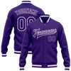 FUNSTUFFPRINT Custom Purple Purple-White Bomber Full-Snap Varsity Letterman Jacket 3D Baseball Jacket
