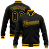 FUNSTUFFPRINT Custom Black Black-Gold Bomber Full-Snap Varsity Letterman Jacket 3D Baseball Jacket