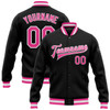 FUNSTUFFPRINT Custom Black Pink-White Bomber Full-Snap Varsity Letterman Jacket 3D Baseball Jacket