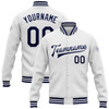 FUNSTUFFPRINT Custom White Navy Bomber Full-Snap Varsity Letterman Jacket 3D Baseball Jacket