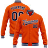 FUNSTUFFPRINT Custom Orange Navy-White Bomber Full-Snap Varsity Letterman Jacket 3D Baseball Jacket