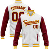FUNSTUFFPRINT Custom White Crimson-Gold Bomber Full-Snap Varsity Letterman Two Tone Jacket 3D Baseball Jacket
