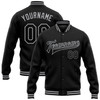 FUNSTUFFPRINT Custom Black Gray Bomber Full-Snap Varsity Letterman Jacket 3D Baseball Jacket