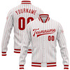 FUNSTUFFPRINT Custom White Red Pinstripe Red-White Bomber Full-Snap Varsity Letterman Jacket 3D Baseball Jacket