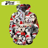 FUNSTUFFPRINT  Over Printed Dog Christmas  3D Hoodie and Zip Hoodie