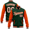 FUNSTUFFPRINT Custom Green White Orange-Black Bomber Full-Snap Varsity Letterman Two Tone Jacket 3D Baseball Jacket