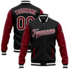 FUNSTUFFPRINT Custom Black Crimson-White Bomber Full-Snap Varsity Letterman Two Tone Jacket 3D Baseball Jacket