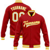 FUNSTUFFPRINT Custom Red White-Gold Bomber Full-Snap Varsity Letterman Jacket 3D Baseball Jacket