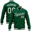 FUNSTUFFPRINT Custom Kelly Green White Bomber Full-Snap Varsity Letterman Jacket 3D Baseball Jacket