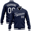 FUNSTUFFPRINT Custom Navy White Bomber Full-Snap Varsity Letterman Jacket 3D Baseball Jacket