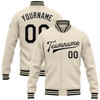 FUNSTUFFPRINT Custom Cream Black Bomber Full-Snap Varsity Letterman Jacket 3D Baseball Jacket