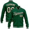 FUNSTUFFPRINT Custom Kelly Green Cream-Black Bomber Full-Snap Varsity Letterman Jacket 3D Baseball Jacket