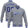 FUNSTUFFPRINT Custom Gray Royal-White Bomber Full-Snap Varsity Letterman Jacket 3D Baseball Jacket