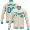 FUNSTUFFPRINT Custom Cream Teal-Gray Bomber Full-Snap Varsity Letterman Jacket 3D Baseball Jacket