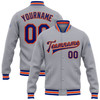 FUNSTUFFPRINT Custom Gray Royal-Orange Bomber Full-Snap Varsity Letterman Jacket 3D Baseball Jacket