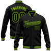 FUNSTUFFPRINT Custom Black Neon Green Bomber Full-Snap Varsity Letterman Jacket 3D Baseball Jacket